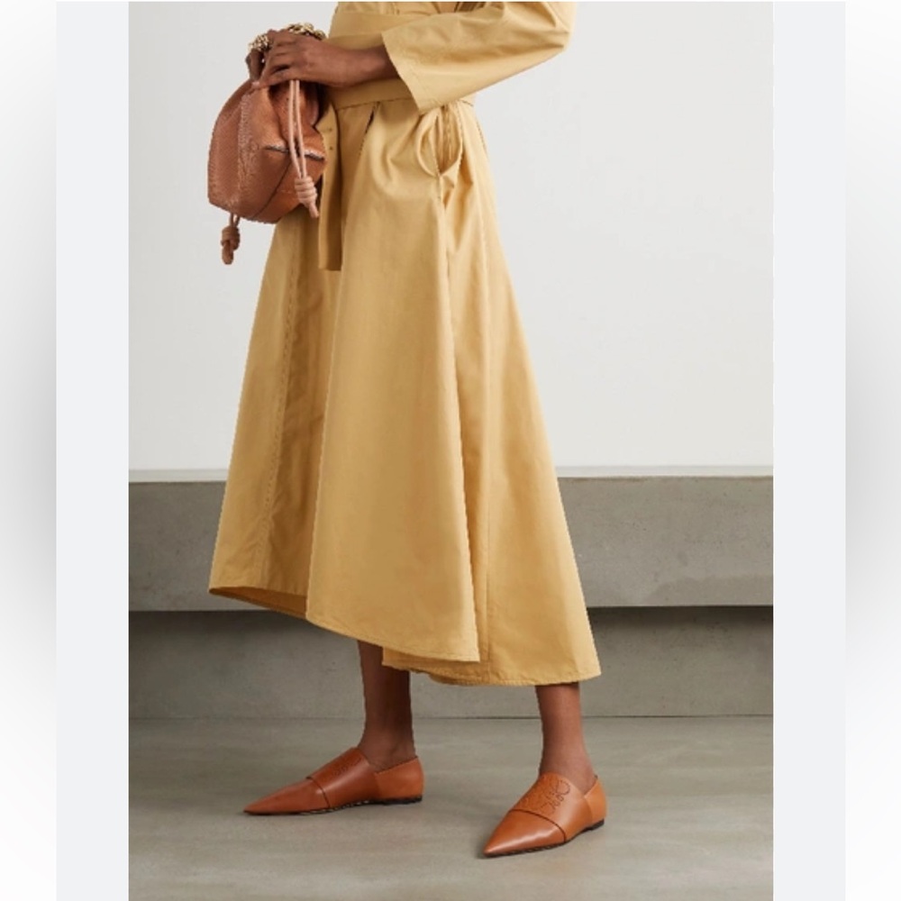 Loewe Pointed Leather Flats - Brown